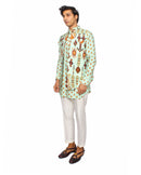 open waistcoat cyan with kurta and pants