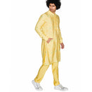 Yellow ribbed print kurta