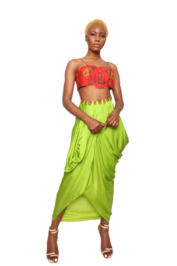 Bustier with drape skirt indowestern