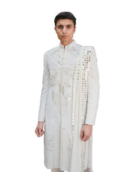 Reflex white  mirror sherwani