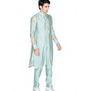 Cyan ribbed kurta