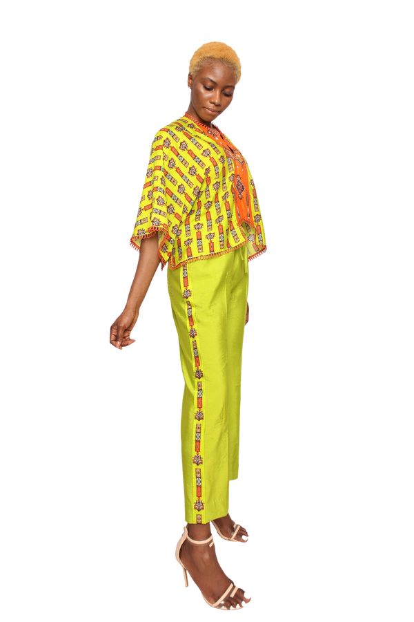 Short kaftan cape with pants indowestern