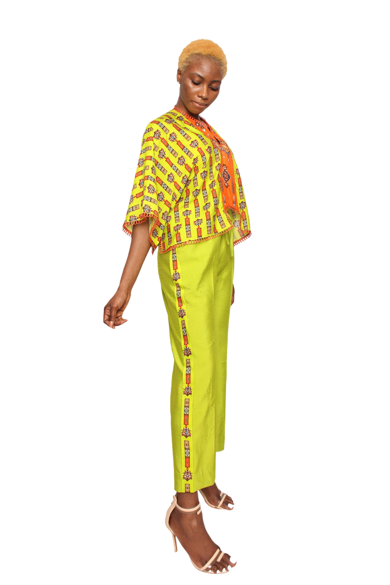 Short kaftan cape with pants indowestern