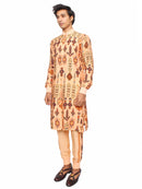 Peach ribbed kurta with jogger