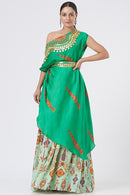 Isdus leaf with skirt kaftan indowestern