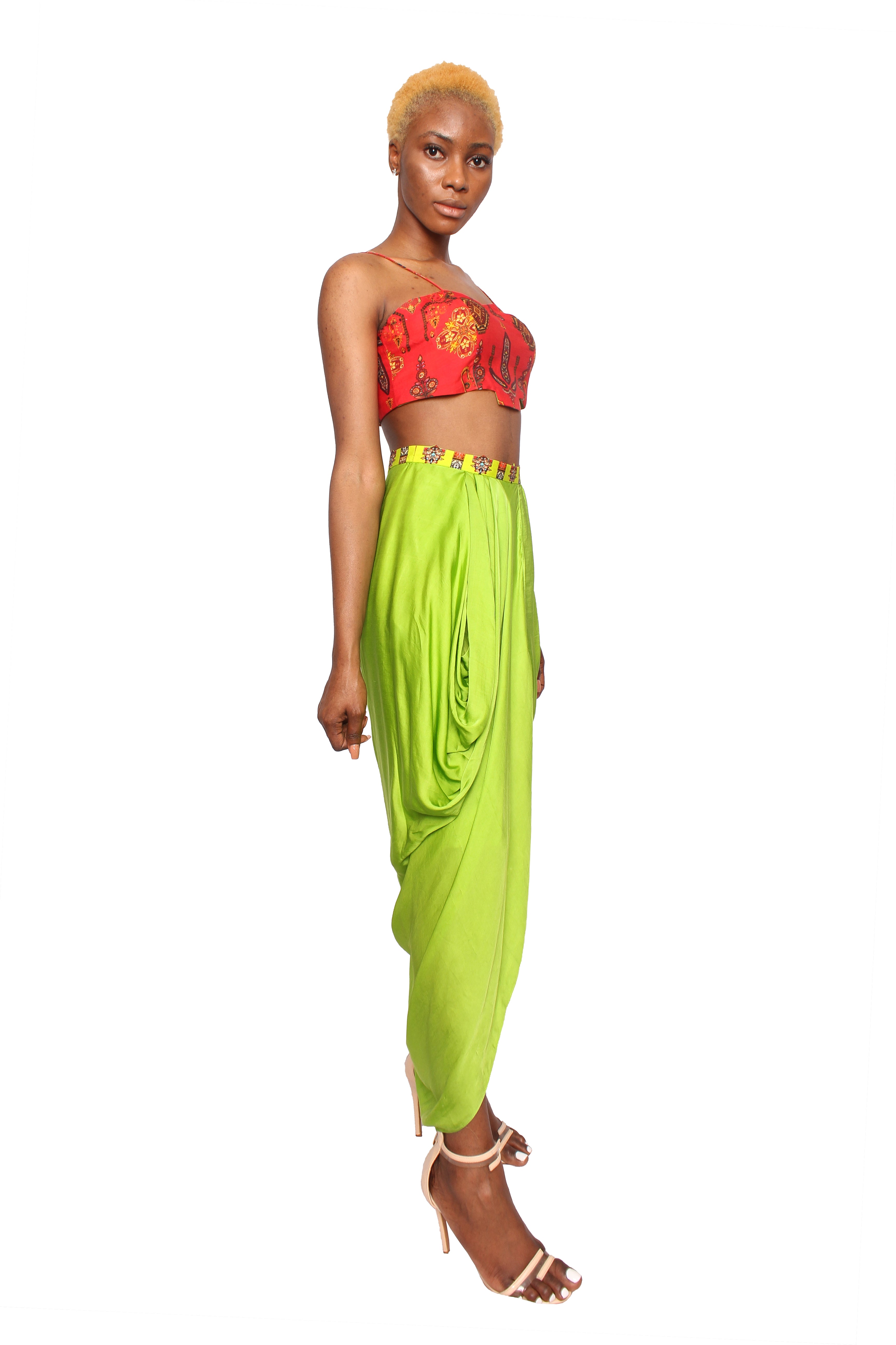 Bustier with drape skirt indowestern