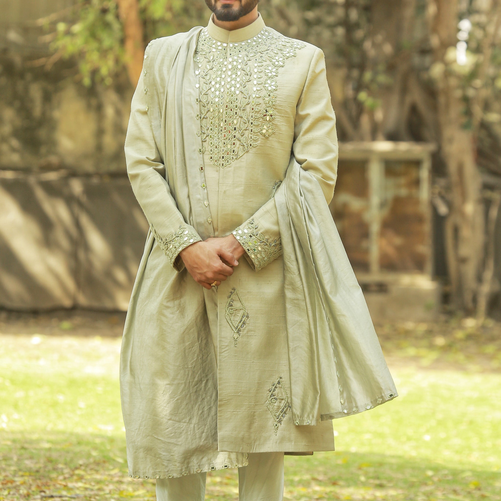 Jade mirror mint sherwani