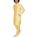 Yellow ribbed print kurta