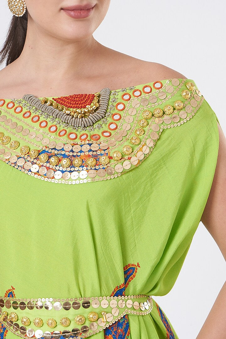 Isdus parrot with garara kaftan indowestern