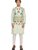 waistcoat cyan with kurta and pants