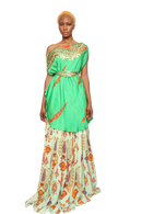 Isdus leaf with skirt kaftan indowestern