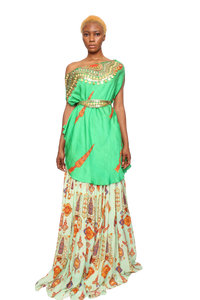 Isdus leaf with skirt kaftan indowestern