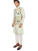 waistcoat cyan with kurta and pants