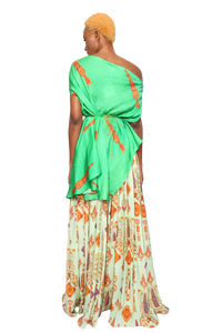 Isdus leaf with skirt kaftan indowestern