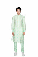 Green ribbed kurta