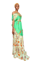 Isdus leaf with skirt kaftan indowestern