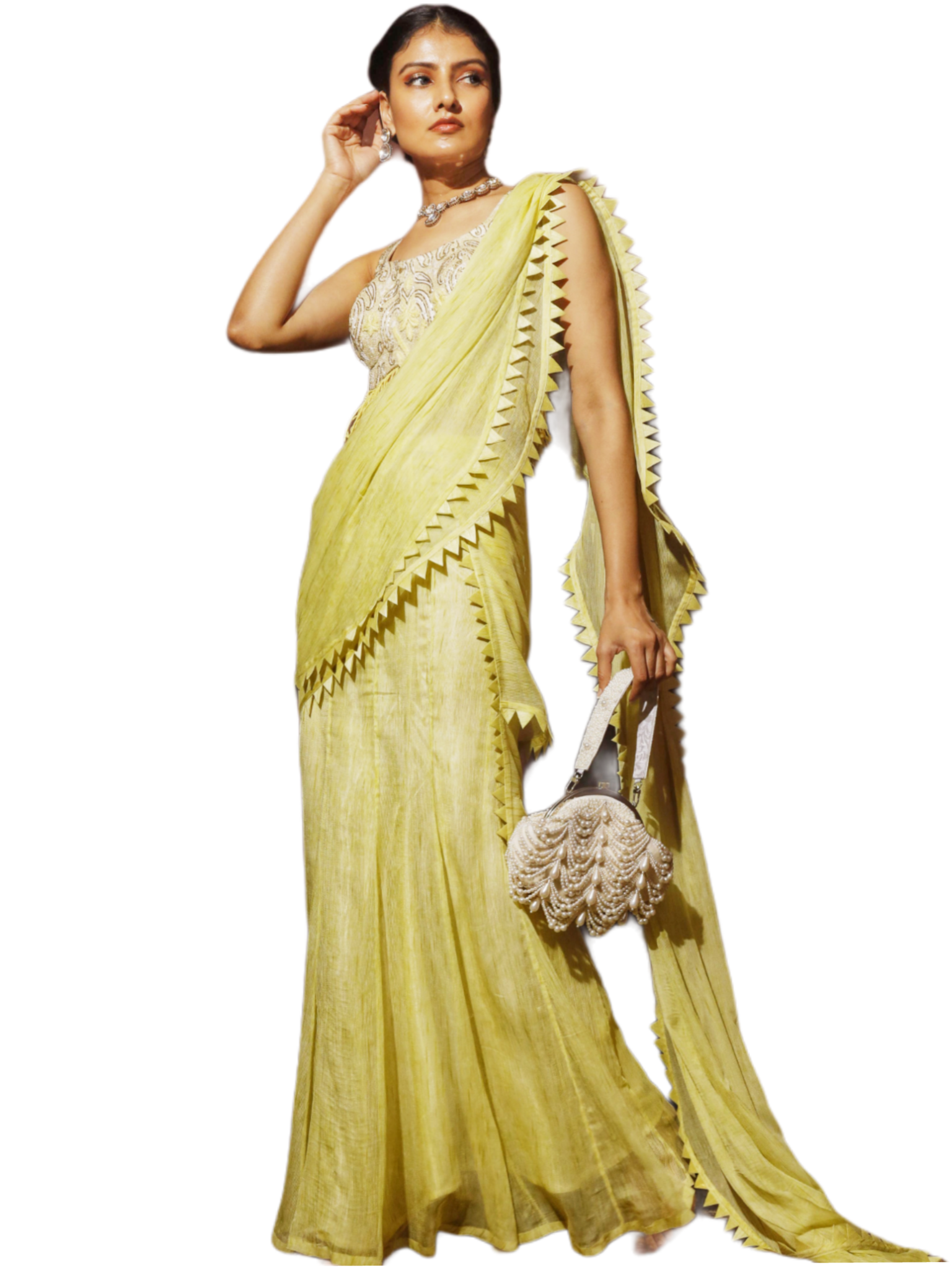 Jaune drape saree