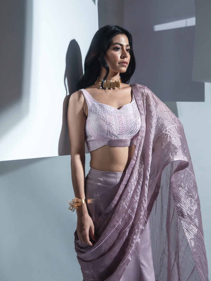 Blush drape saree