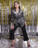 Black silver blazer overlay and pants