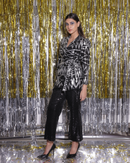 Black silver blazer overlay and pants